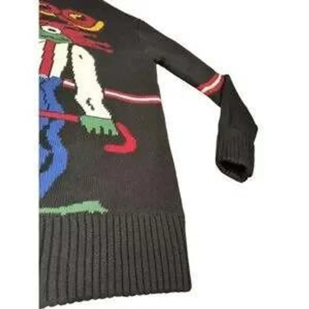 RARE 90s Ms AND Dn Frog‎ Sweater Vintage Kawaii Mock Neck Cartoon Knit Japan UNI